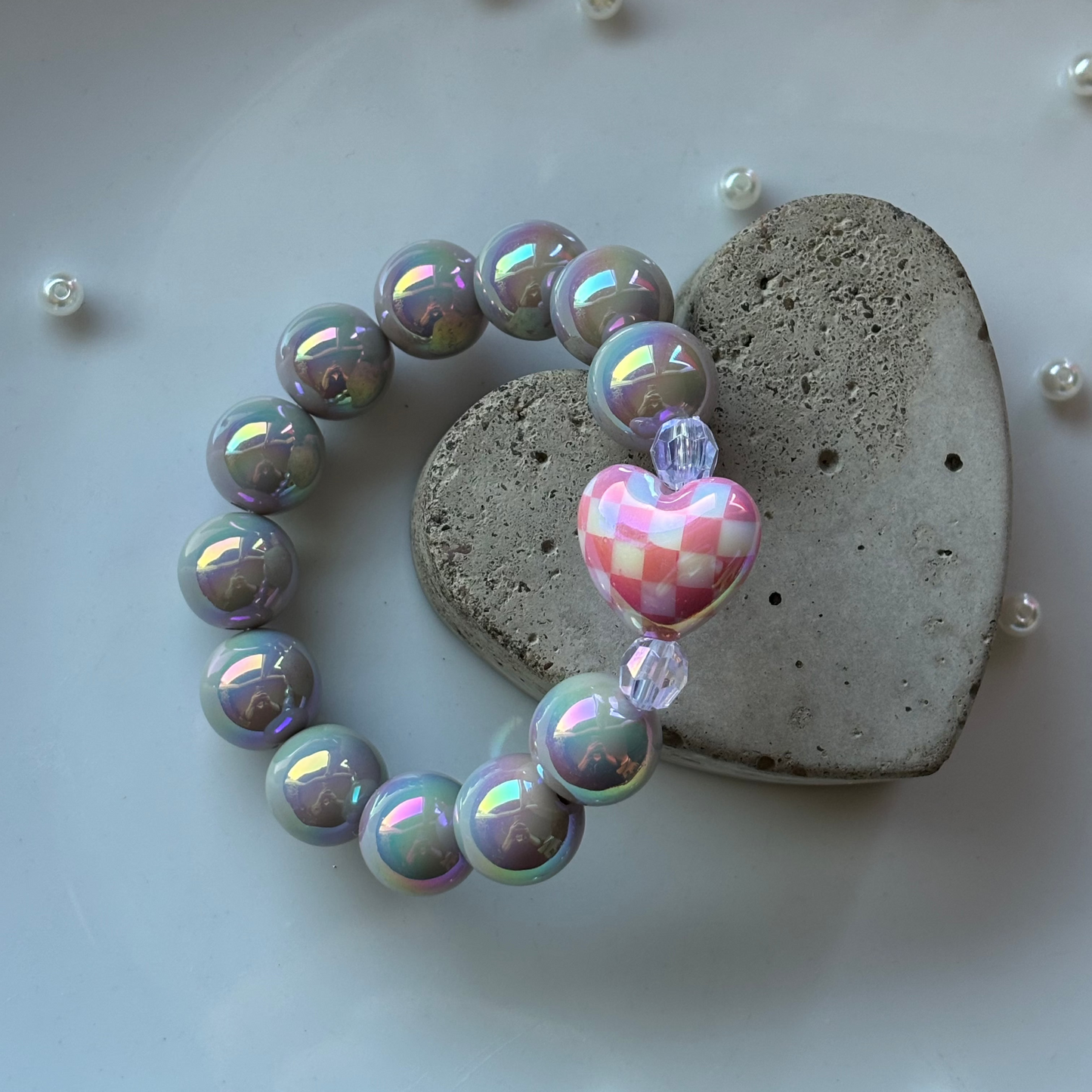 Miracle Pearl Bracelet with Heart Pearl-Gray/Pink