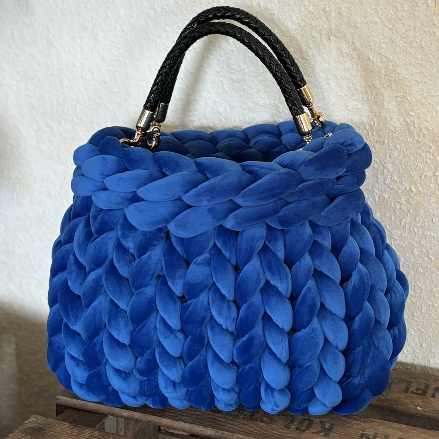Royalblau-Handtasche aus Samtgarn